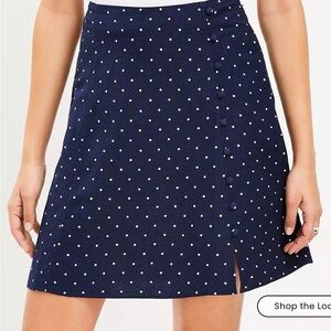 LOFT Navy Mini Skirt with White Dots